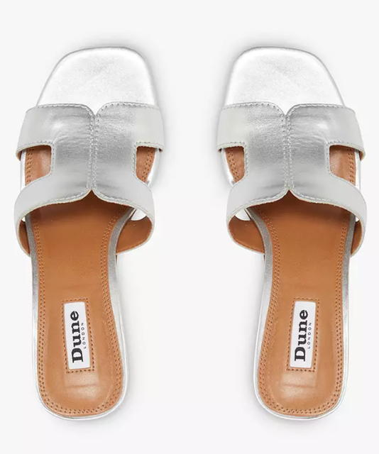 Silver Jupe Leather Block Heel Mules 2