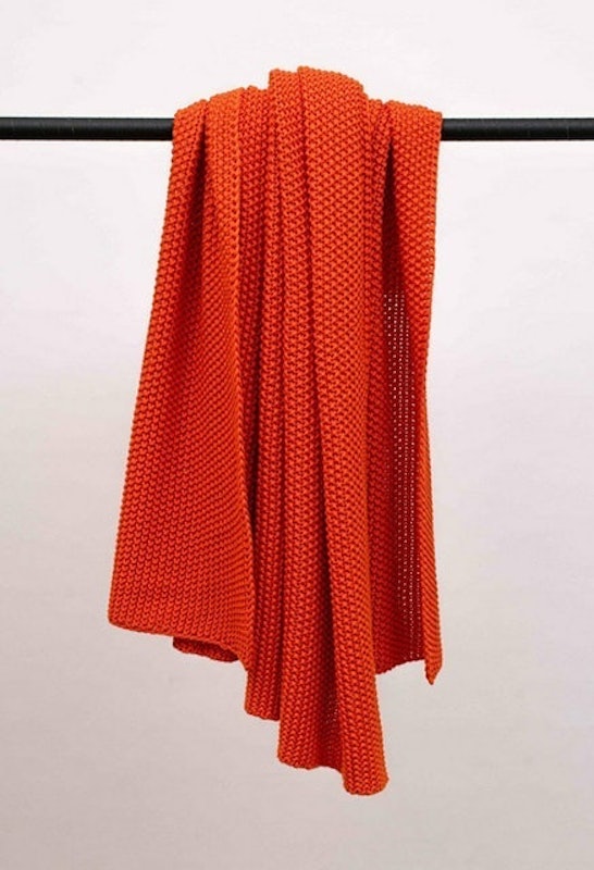 Paloma Knitted Orange Cotton Throw 3