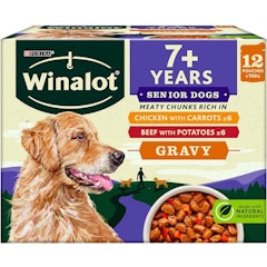 Senior Mixed in Gravy Wet Dog Food Pouches 12x100g, Pack of 4