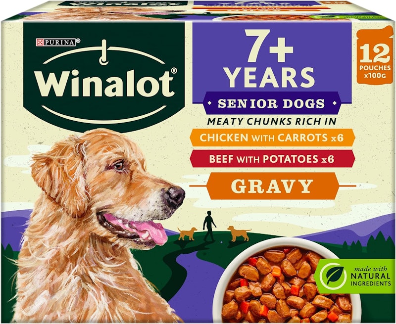 Senior Mixed in Gravy Wet Dog Food Pouches 12x100g, Pack of 4 1