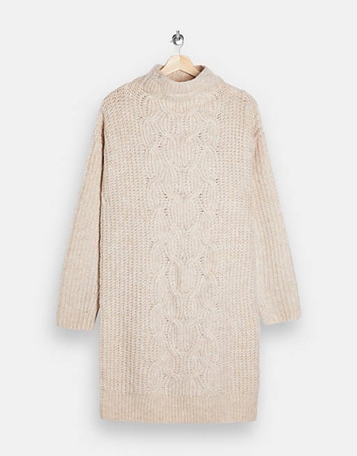 Cable Knit Midi Jumper Dress in Ivory 3