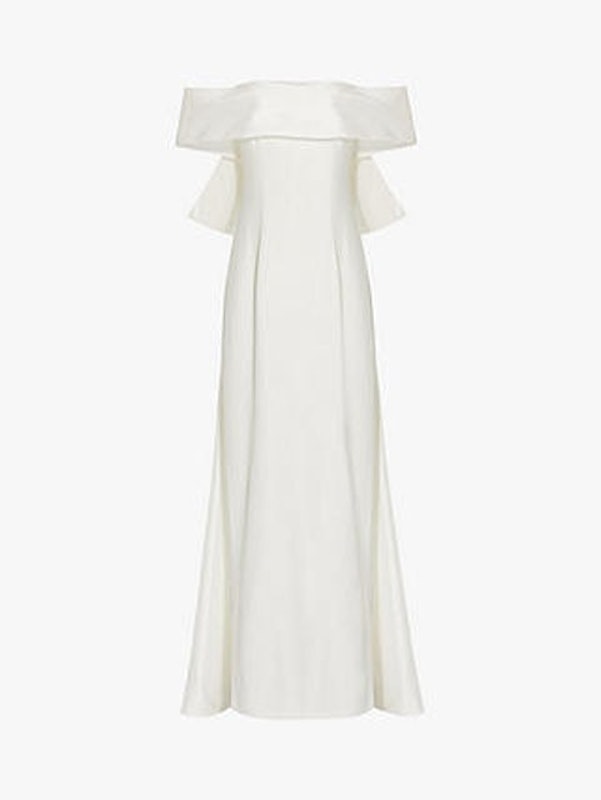 Crepe Taffeta Bow off Shoulder Gown 3