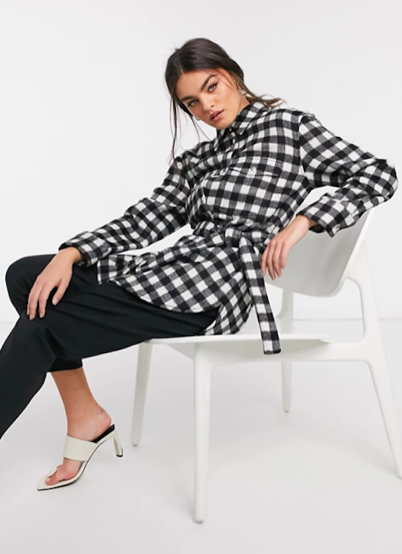 Check Gingham Longline Belted Shacket 3
