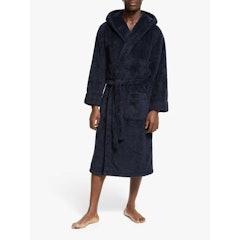 Navy High Pile Hooded Robe