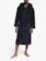 John Lewis & Partners Navy High Pile Hooded Robe 1