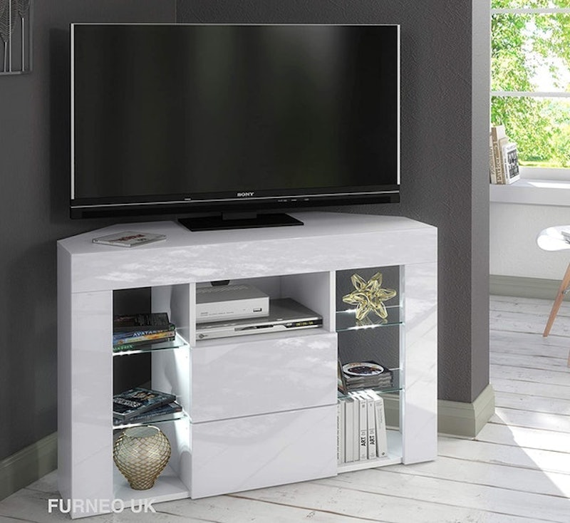 White Corner TV Stand 2