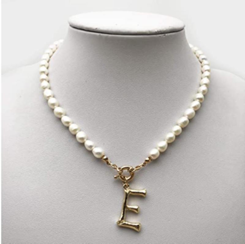 Choker Alphabet Pearl Necklace 1