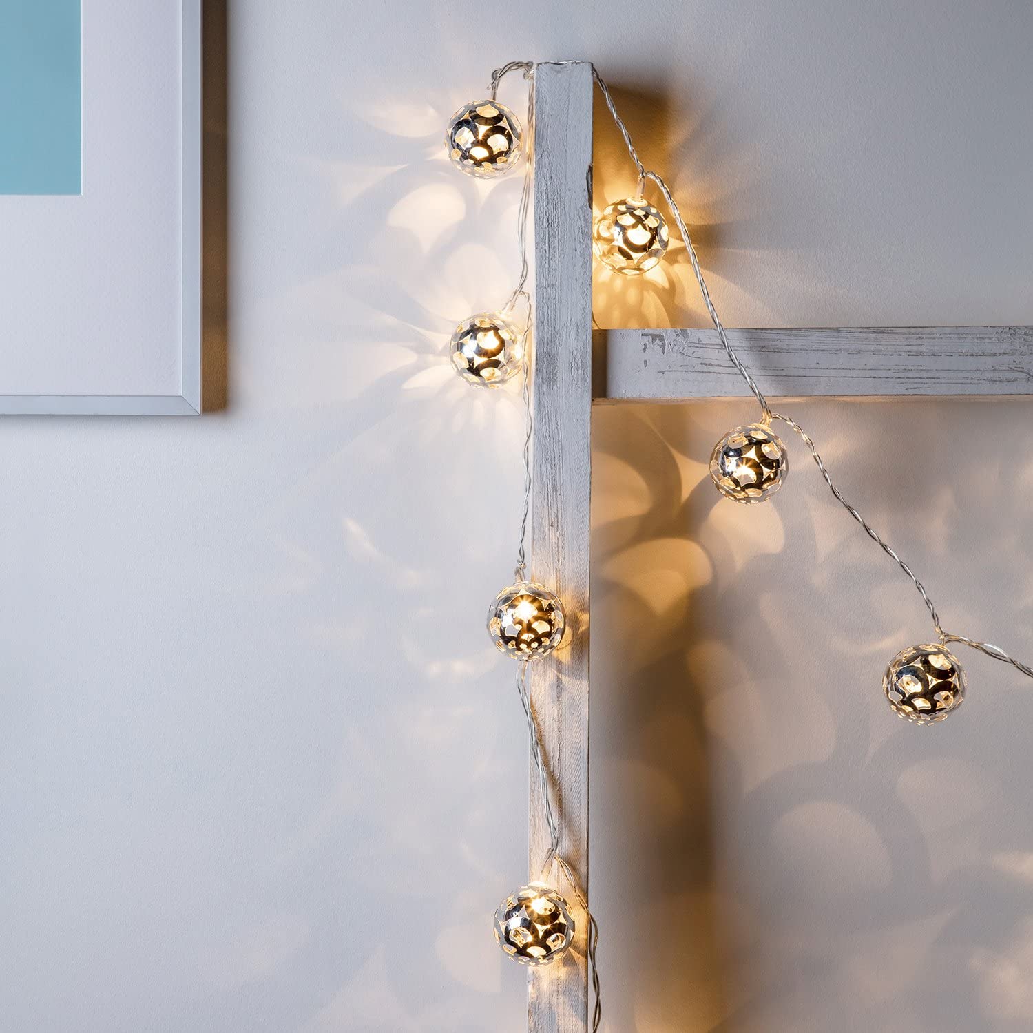 3. Lights4fun Decorative Silver Ball Fairy Lights 2
