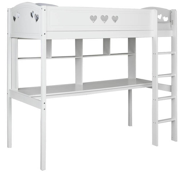 Mia High Sleeper Bed Frame, Desk & Shelves 2