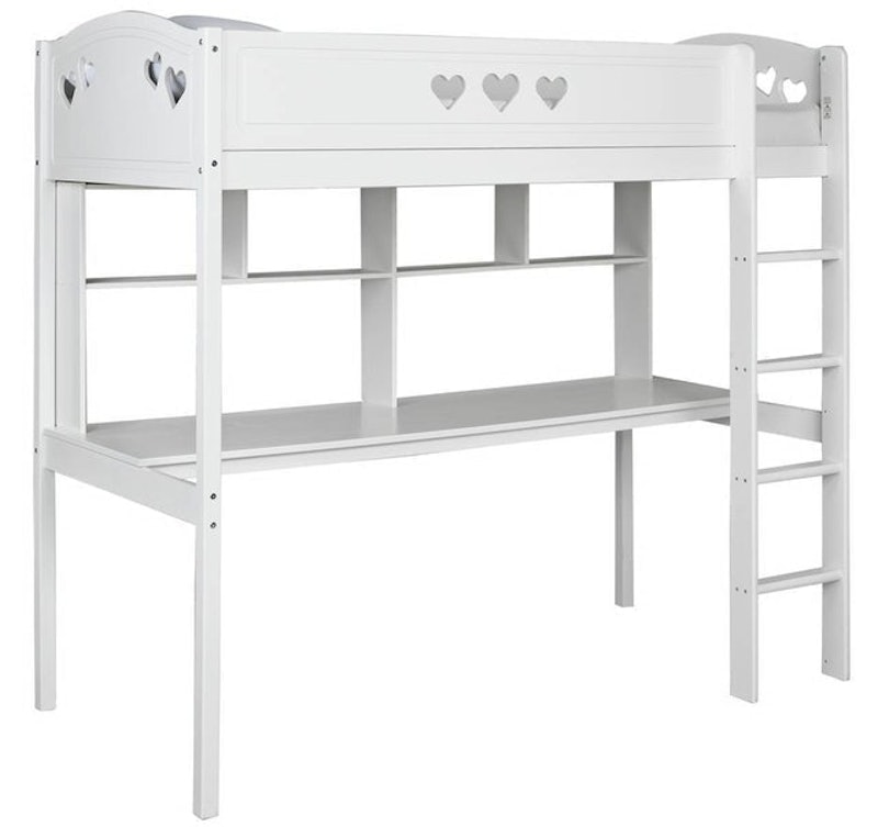 Mia High Sleeper Bed Frame, Desk & Shelves 2
