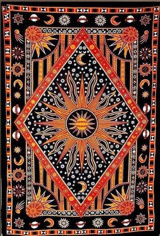 Orange Hippie Sun Moon Tapestry 1