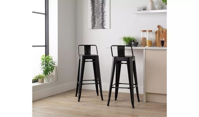 Industrial Pair of Metal Bar Stools 2