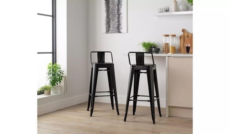 Industrial Pair of Metal Bar Stools 2