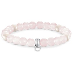 Rose Quartz and Freshwater Pearl Charm Bracelet