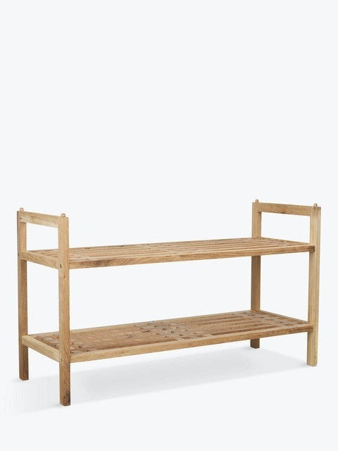 2 Tier Stackable Walnut Wood Shoe Rack 1