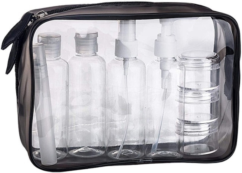 Clear Toiletry Bag With 8 Bottles 1