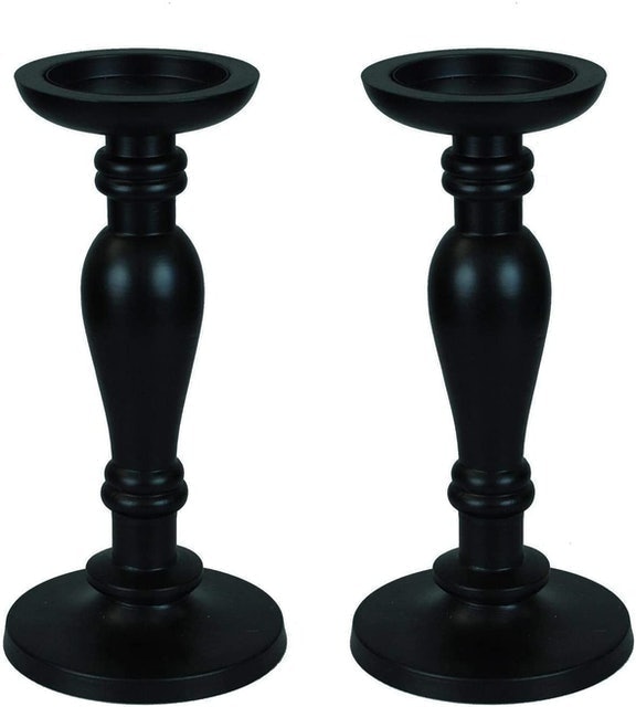 Black Gothic Wood Carved Candle Holder 1