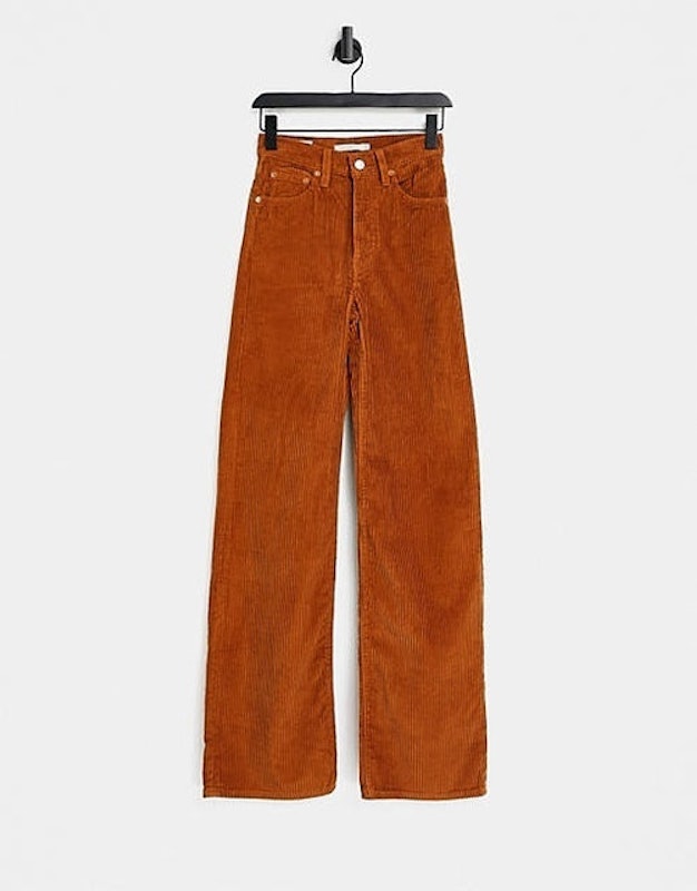 Ribcage High Waisted Orange Jumbo Cord Trousers 1