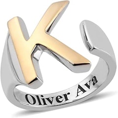 Personalised Platinum Plated Initial Alphabetic Ring