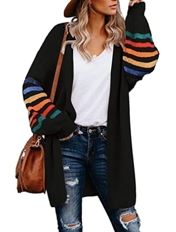 Striped Balloon Sleeve Cardigan 1