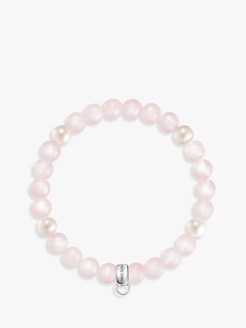 Rose Quartz and Freshwater Pearl Charm Bracelet 2