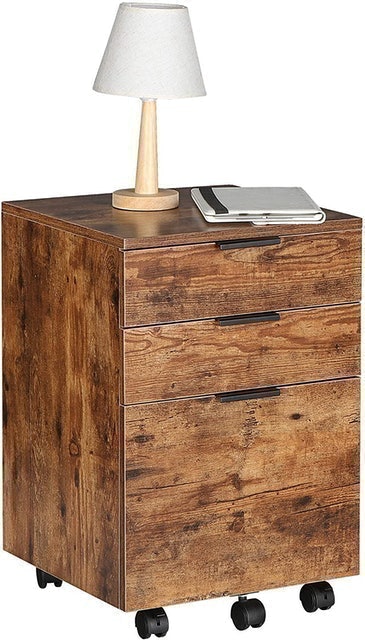 3 Drawer Rolling Wood File Cabinet 1