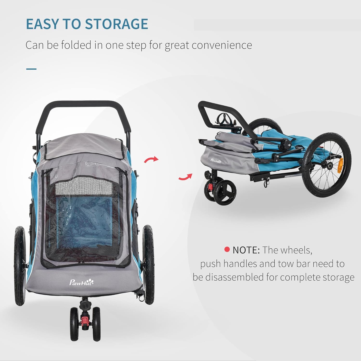 2 IN 1 Dog Bicycle Trailer Pet Stroller 4