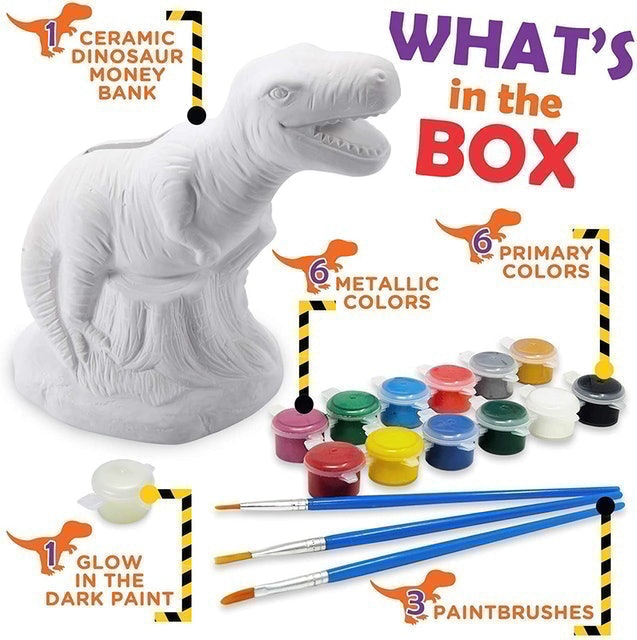 Paint Your Own Dinosaur Money Bank Craft Kit 3
