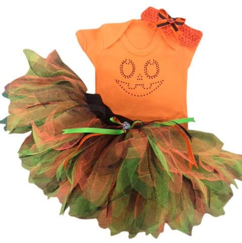 Orange Pumpkin Bling Baby T-Shirt & Tutu Set 1