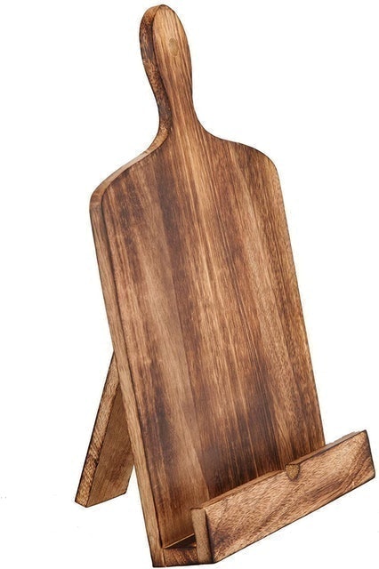 Rustic Wooden Chopping Board Book Stand 1