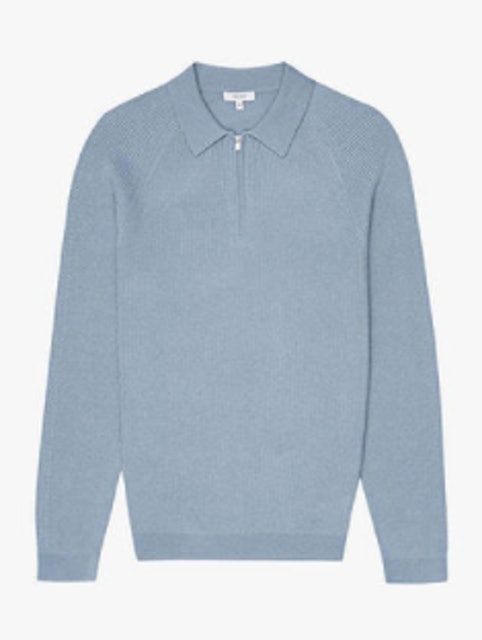 Aston Zip Neck Ribbed Knit Polo Shirt 3