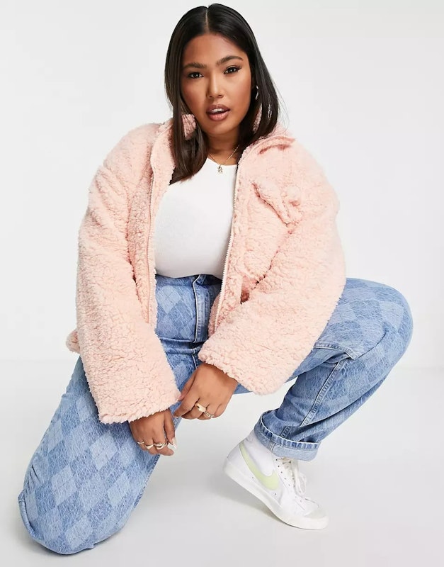 Curve Oversized Jacket With Pocket in Teddy Fleece 2