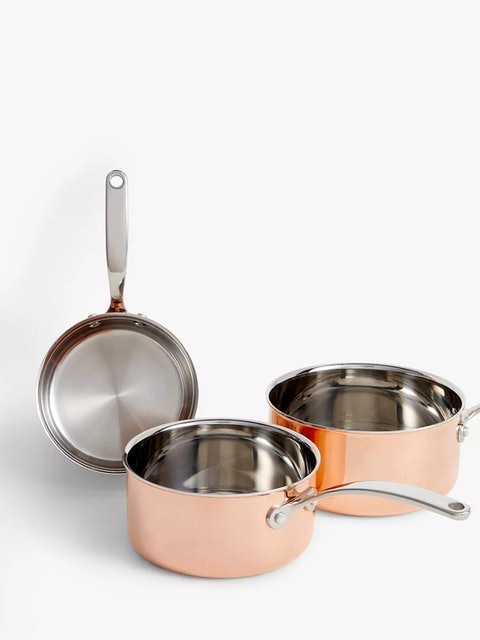 Tri-Ply Set of 3 Stainless Steel Saucepans With Copper Coating 2