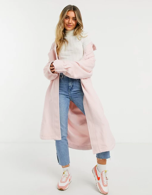 Brushed Longline Shacket in Pink 1