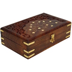 Handcrafted Floral Carving Wooden Jewellery Box