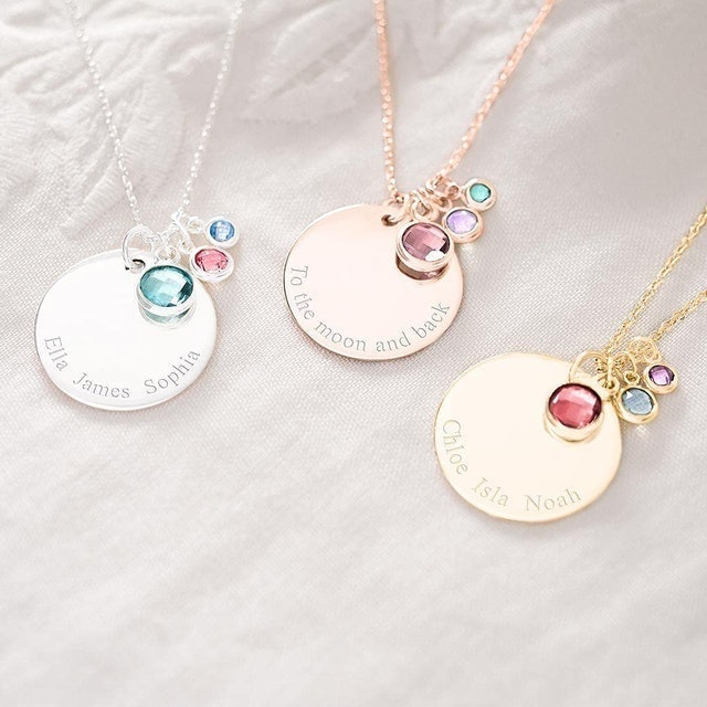 Family Disc and Birthstone Personalised Necklace 2