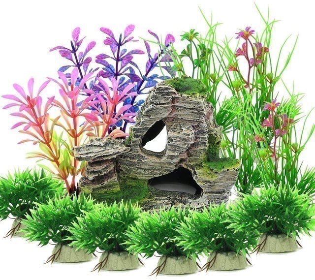 Rockery and Plants Fish Tank Ornament Set 1