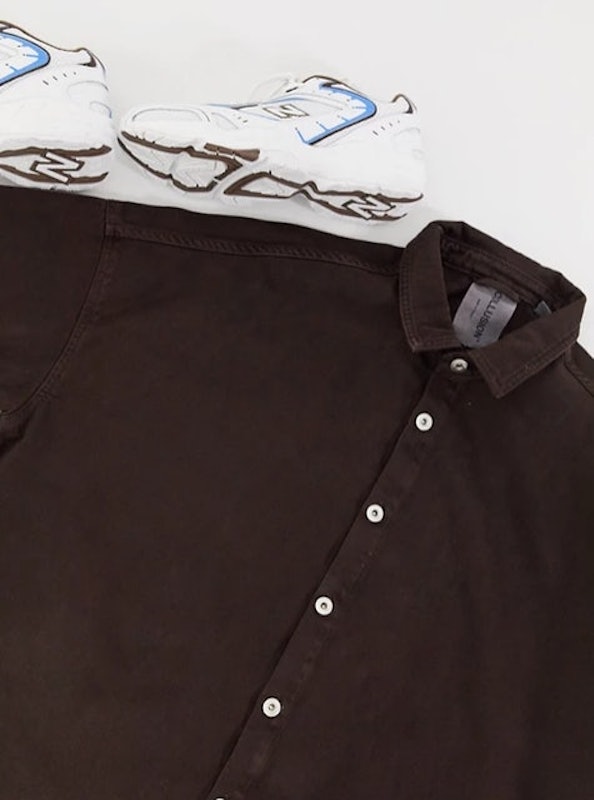 Oversized Denim Shacket in Brown 2