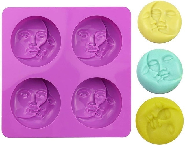 Sun and Moon Face Shape Silicone Soap Mold 1