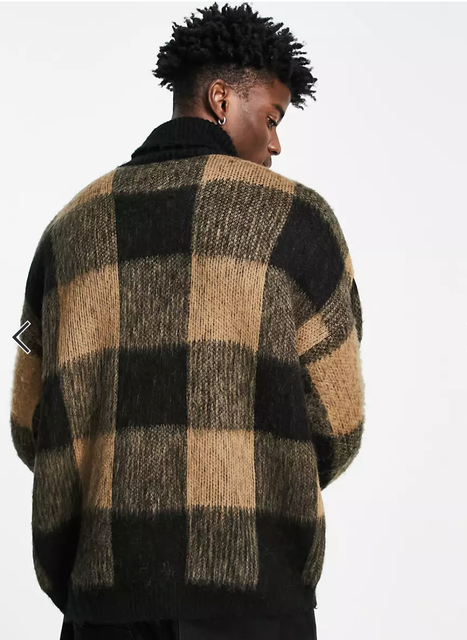 Fluffy Knit Check Roll Neck Jumper 2