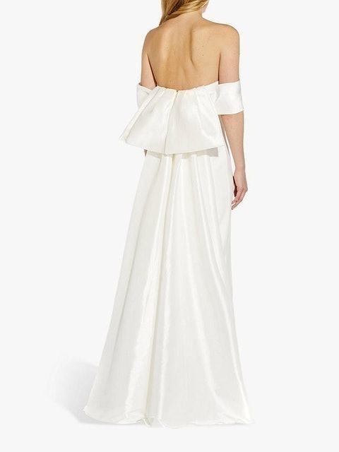 Crepe Taffeta Bow off Shoulder Gown 2