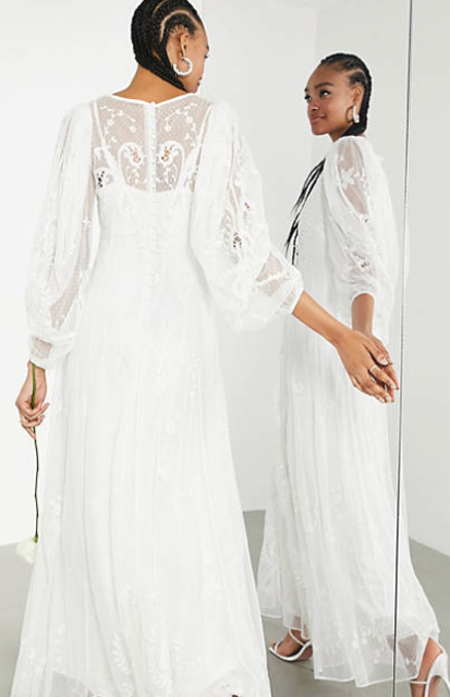 Natalia Embroidered Dobby Maxi Wedding Dress 3