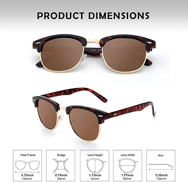 Classic Horn Rimmed Half Frame Polarized Sunglasses 2