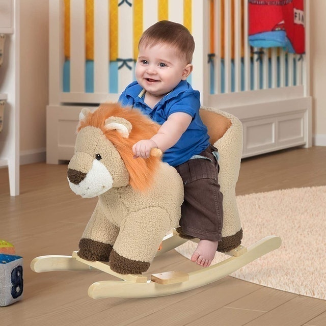 Rocking Horse Plush Ride On Lion Seat w/Sound 2