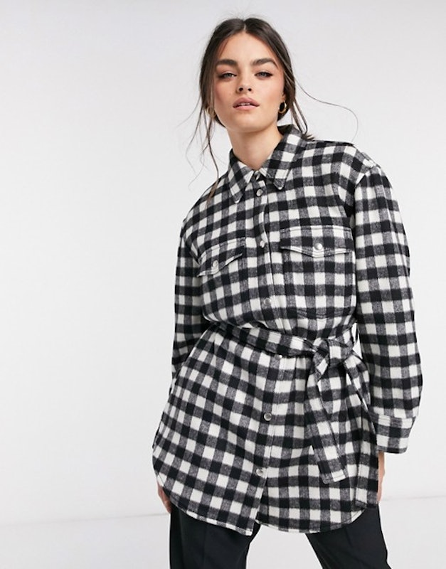 Check Gingham Longline Belted Shacket 1