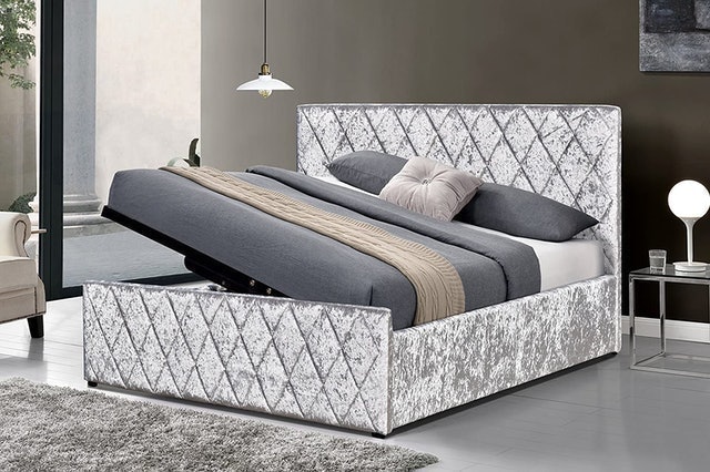 HAYDEN Crushed Velvet Storage Ottoman Bed 1