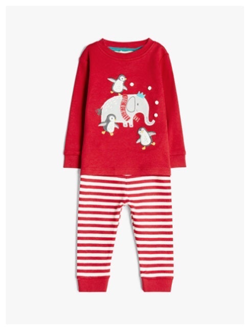 Baby GOTS Organic Cotton Elephant Applique Stripe Pyjamas 1