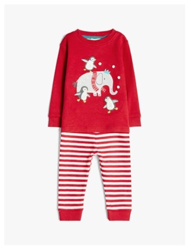 Baby GOTS Organic Cotton Elephant Applique Stripe Pyjamas 1