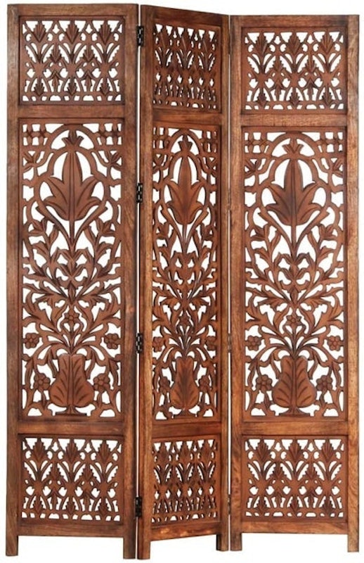Solid Mango Wood 3-Panel Room Divider 1