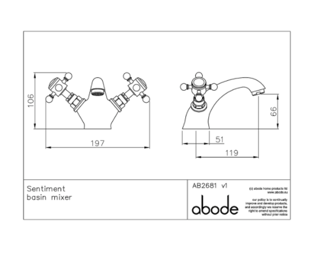 Sentiment Basin Mixer Bathroom Tap 2